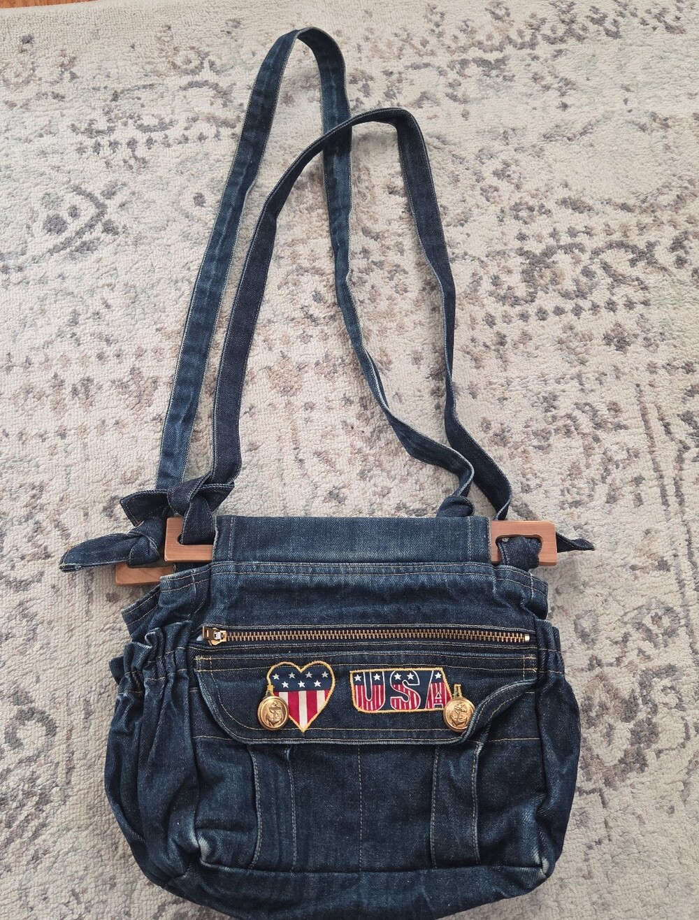 Denim Shoulder Bag Patriotic USA Fabric Y2K Americana